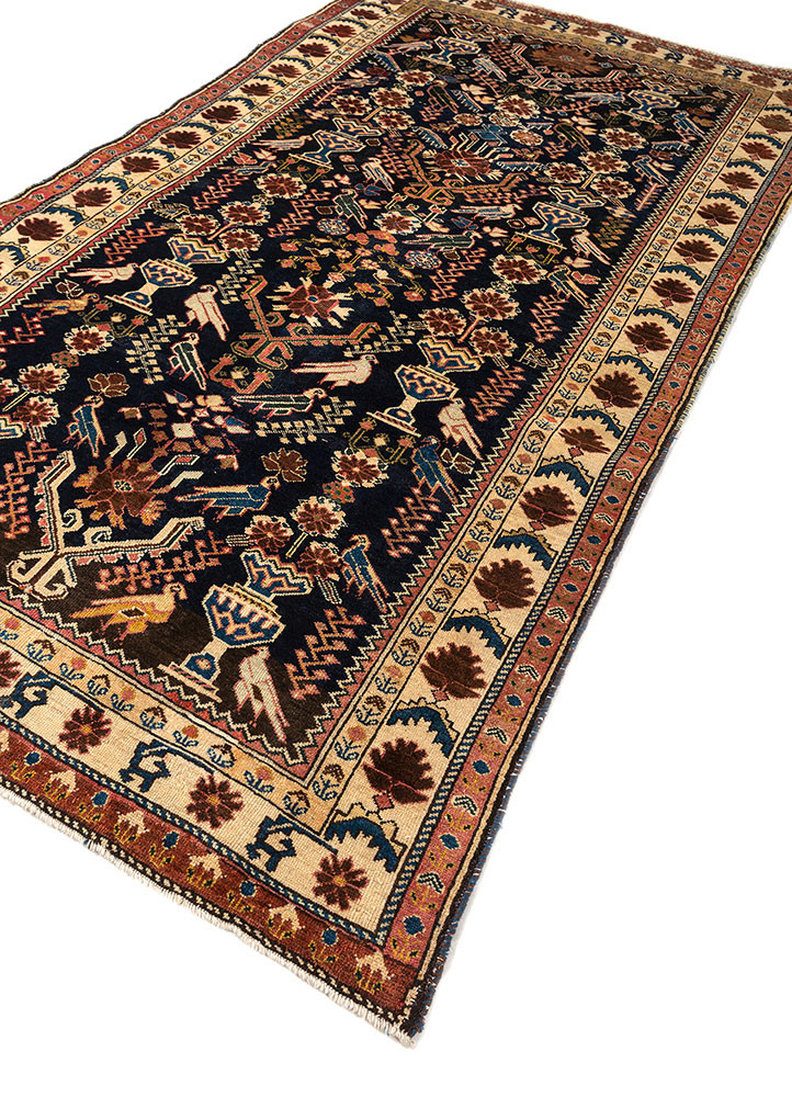 kiaan blue wool hand knotted Rug - FoldShot