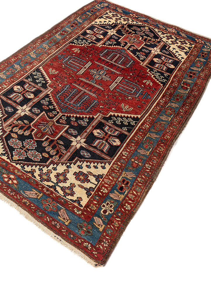 kiaan red and orange wool hand knotted Rug - FoldShot