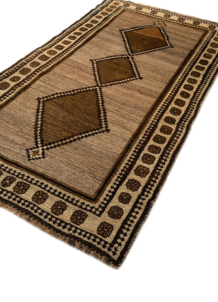 kiaan beige and brown wool hand knotted Rug - FoldShot kiaan beige and brown wool hand knotted Rug - FoldShot