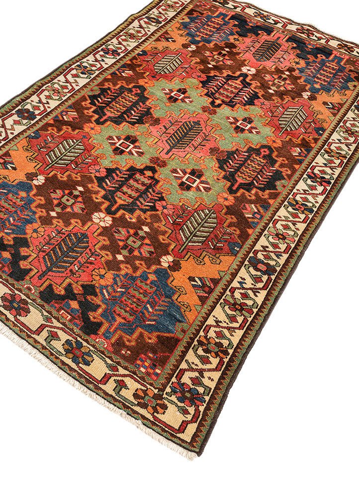 aalam beige and brown wool hand knotted Rug - FoldShot aalam beige and brown wool hand knotted Rug - FoldShot