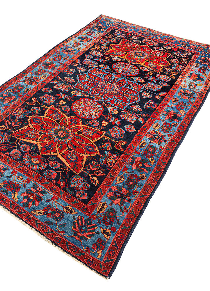 aalam blue wool hand knotted Rug - FoldShot