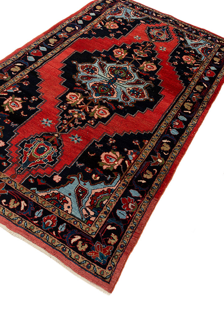 aalam red and orange wool hand knotted Rug - FoldShot aalam red and orange wool hand knotted Rug - FoldShot