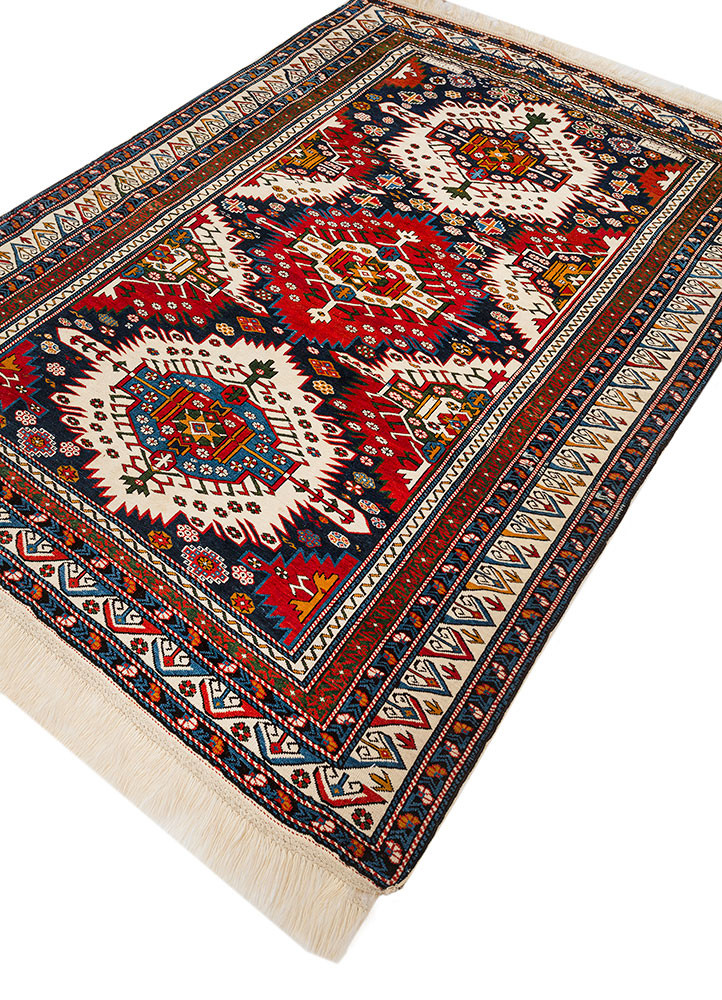 aalam blue wool hand knotted Rug - FoldShot aalam blue wool hand knotted Rug - FoldShot