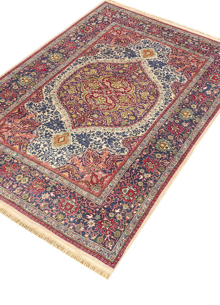 aalam beige and brown wool hand knotted Rug - FoldShot