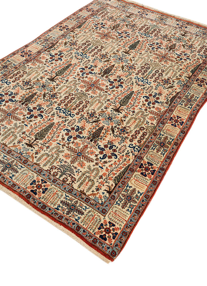 aalam ivory wool hand knotted Rug - FoldShot aalam ivory wool hand knotted Rug - FoldShot