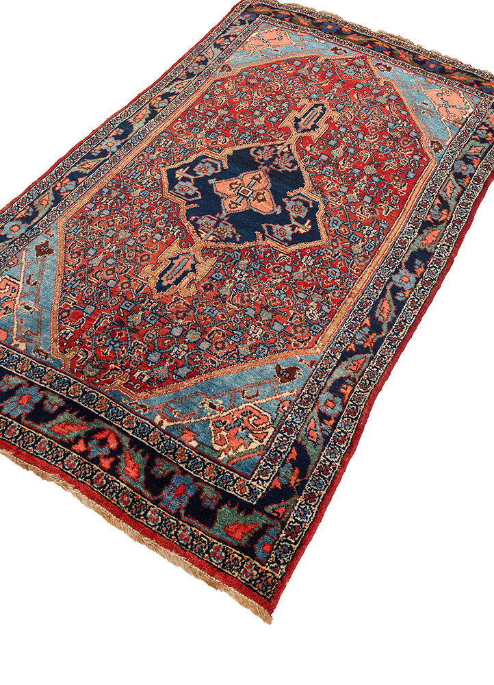aalam red and orange wool hand knotted Rug - FoldShot aalam red and orange wool hand knotted Rug - FoldShot
