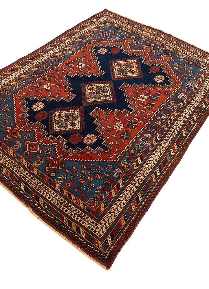 kiaan blue wool hand knotted Rug - FoldShot