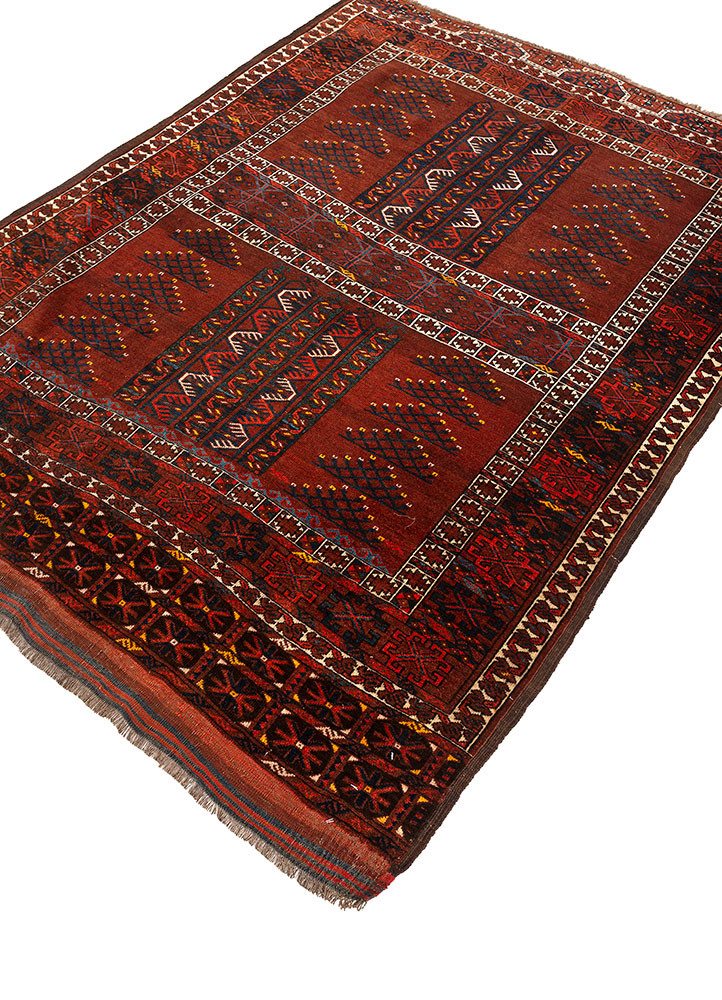 kiaan red and orange wool hand knotted Rug - FoldShot