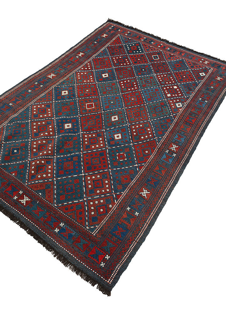 aalam blue wool hand knotted Rug - FoldShot aalam blue wool hand knotted Rug - FoldShot
