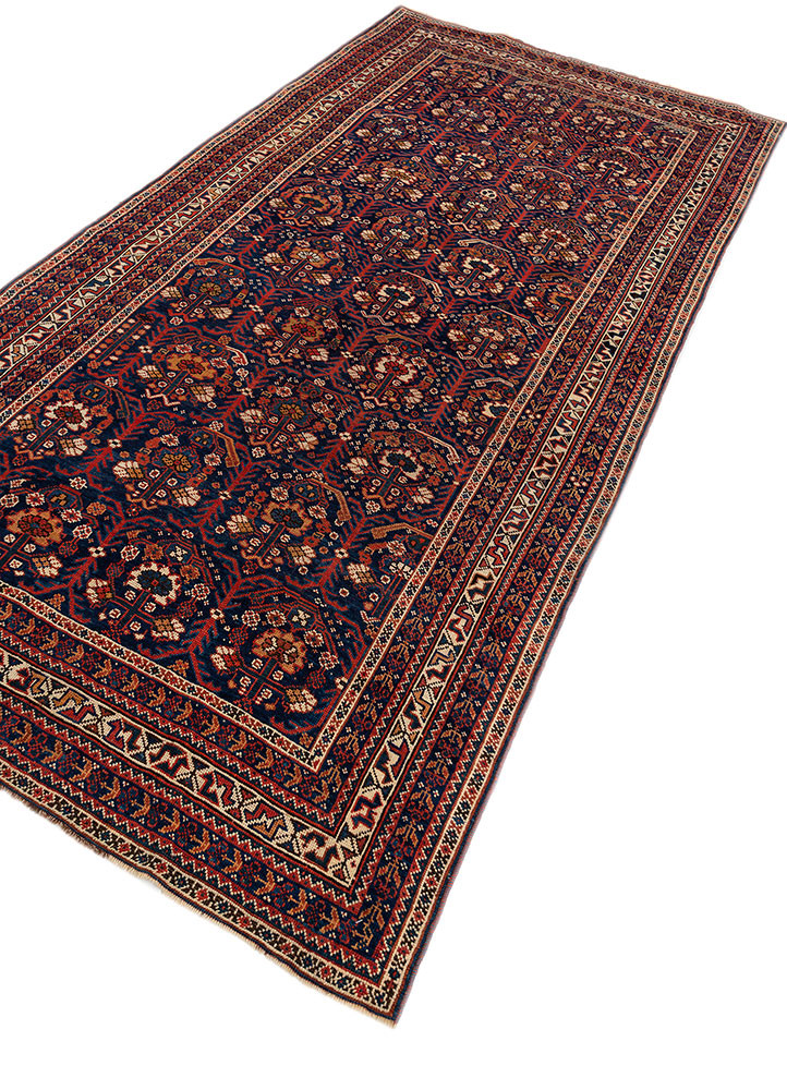 aalam blue wool hand knotted Rug - FoldShot aalam blue wool hand knotted Rug - FoldShot