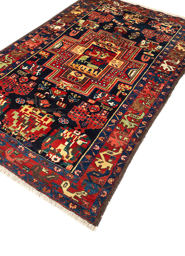 aalam blue wool hand knotted Rug - FoldShot aalam blue wool hand knotted Rug - FoldShot