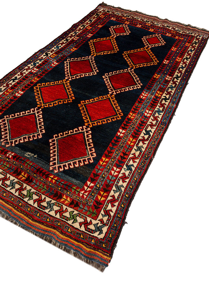 aalam blue wool hand knotted Rug - FoldShot