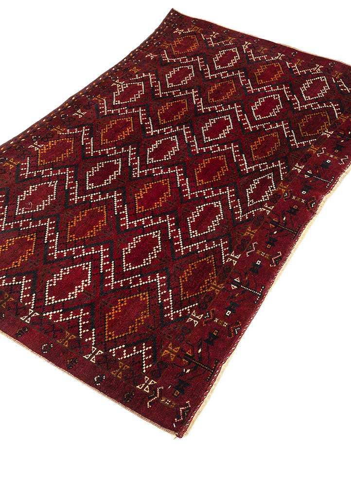 kiaan red and orange wool hand knotted Rug - FoldShot