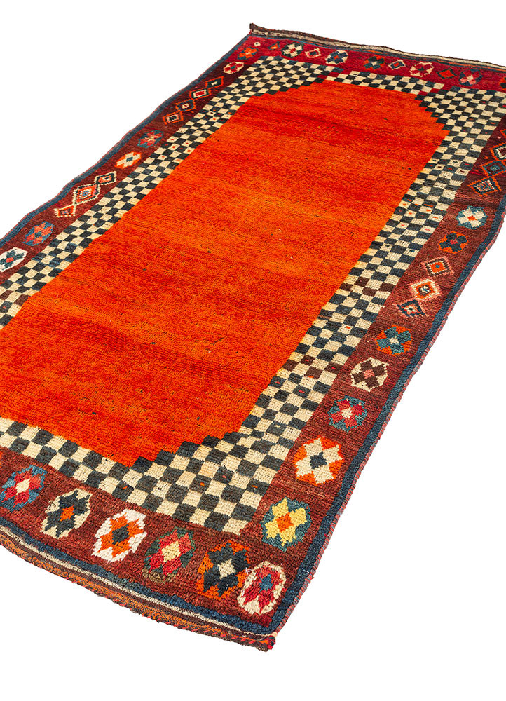 nuray red and orange wool hand knotted Rug - FoldShot nuray red and orange wool hand knotted Rug - FoldShot