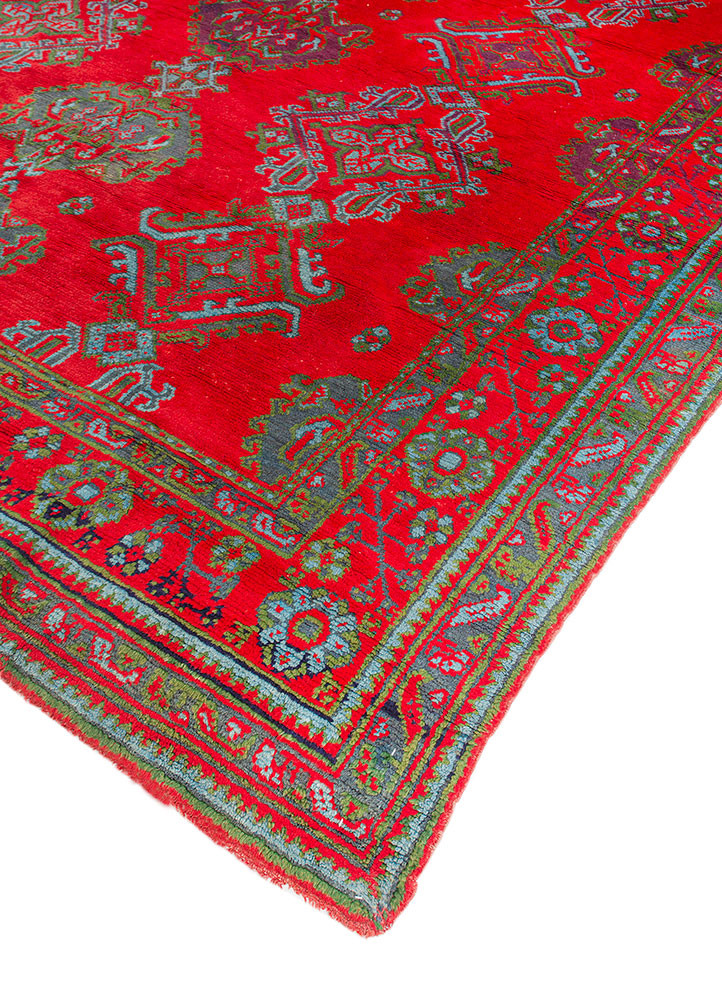 aalam red and orange wool hand knotted Rug - FoldShot aalam red and orange wool hand knotted Rug - FoldShot
