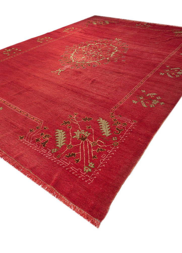 aalam red and orange wool hand knotted Rug - FoldShot