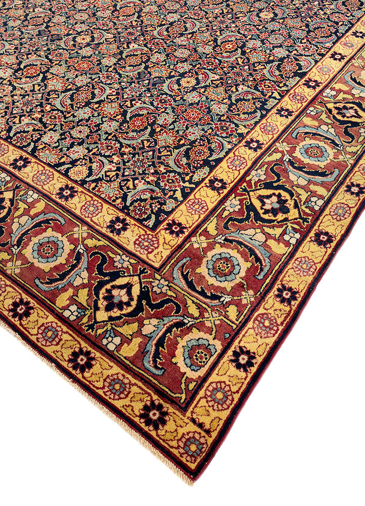 aalam blue wool hand knotted Rug - FoldShot aalam blue wool hand knotted Rug - FoldShot