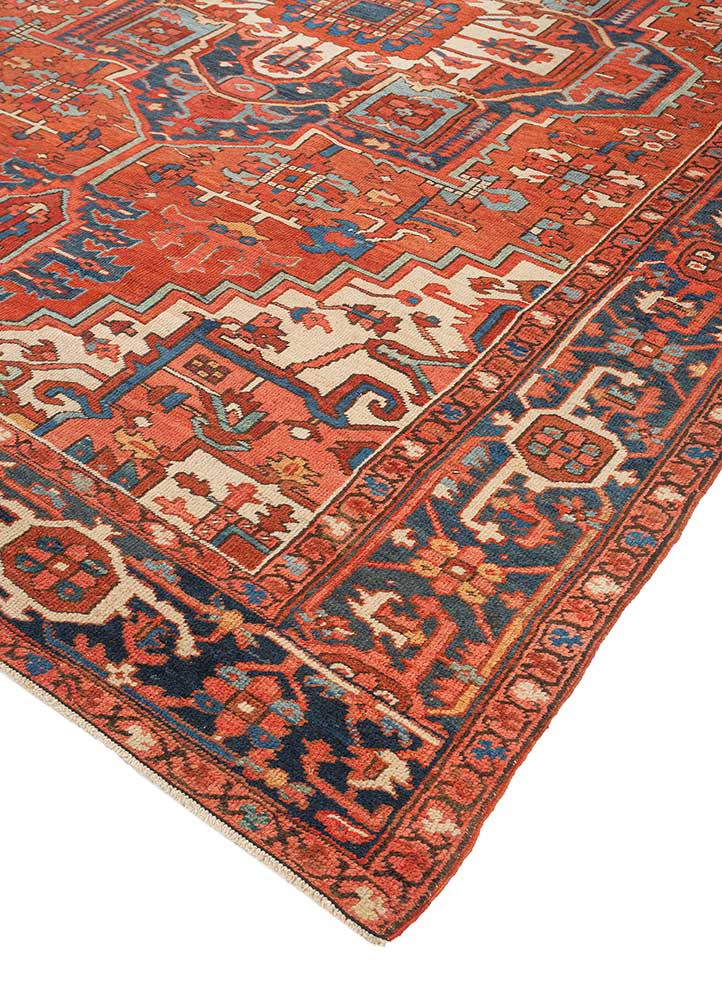 aalam red and orange wool hand knotted Rug - FoldShot aalam red and orange wool hand knotted Rug - FoldShot