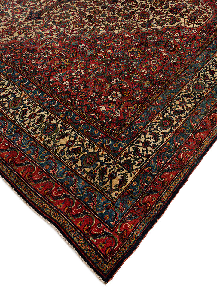 aalam red and orange wool hand knotted Rug - FoldShot aalam red and orange wool hand knotted Rug - FoldShot