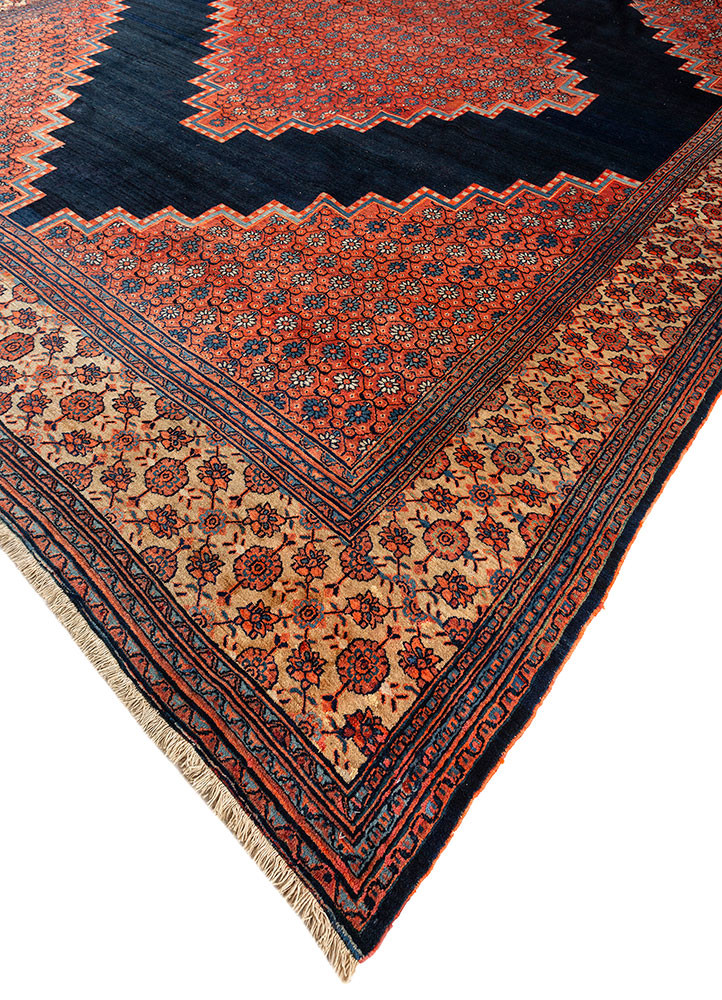 aalam blue wool hand knotted Rug - FoldShot aalam blue wool hand knotted Rug - FoldShot