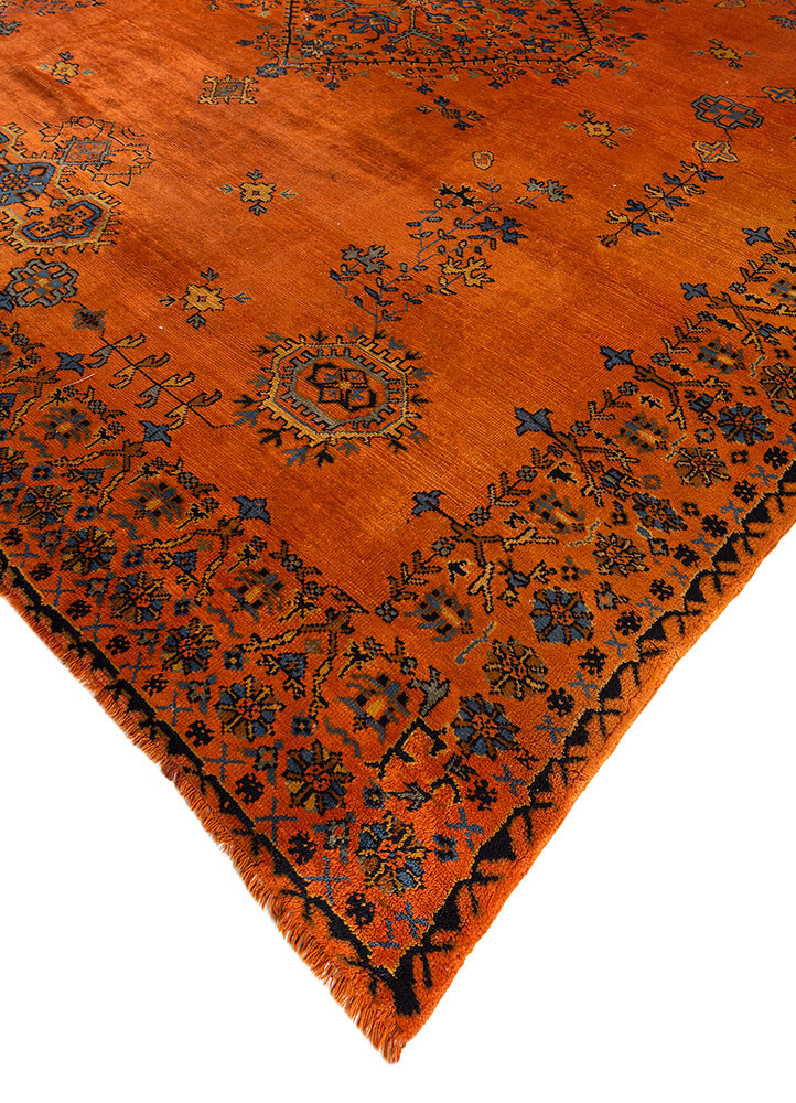 aalam red and orange wool hand knotted Rug - FoldShot aalam red and orange wool hand knotted Rug - FoldShot