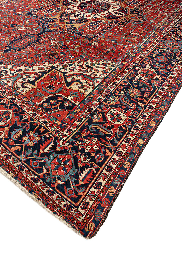 aalam red and orange wool hand knotted Rug - FoldShot aalam red and orange wool hand knotted Rug - FoldShot