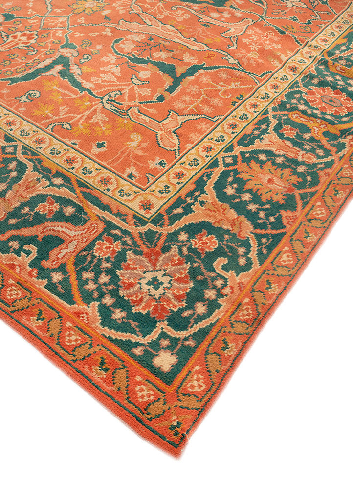 aalam red and orange wool hand knotted Rug - FoldShot aalam red and orange wool hand knotted Rug - FoldShot