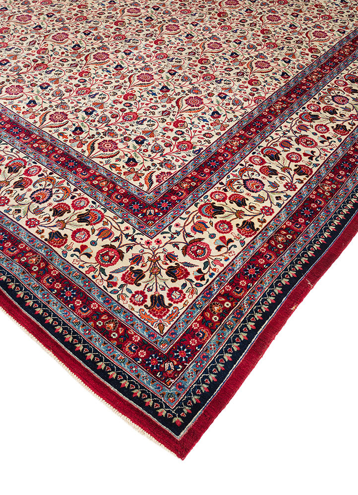 aalam ivory wool hand knotted Rug - FoldShot aalam ivory wool hand knotted Rug - FoldShot