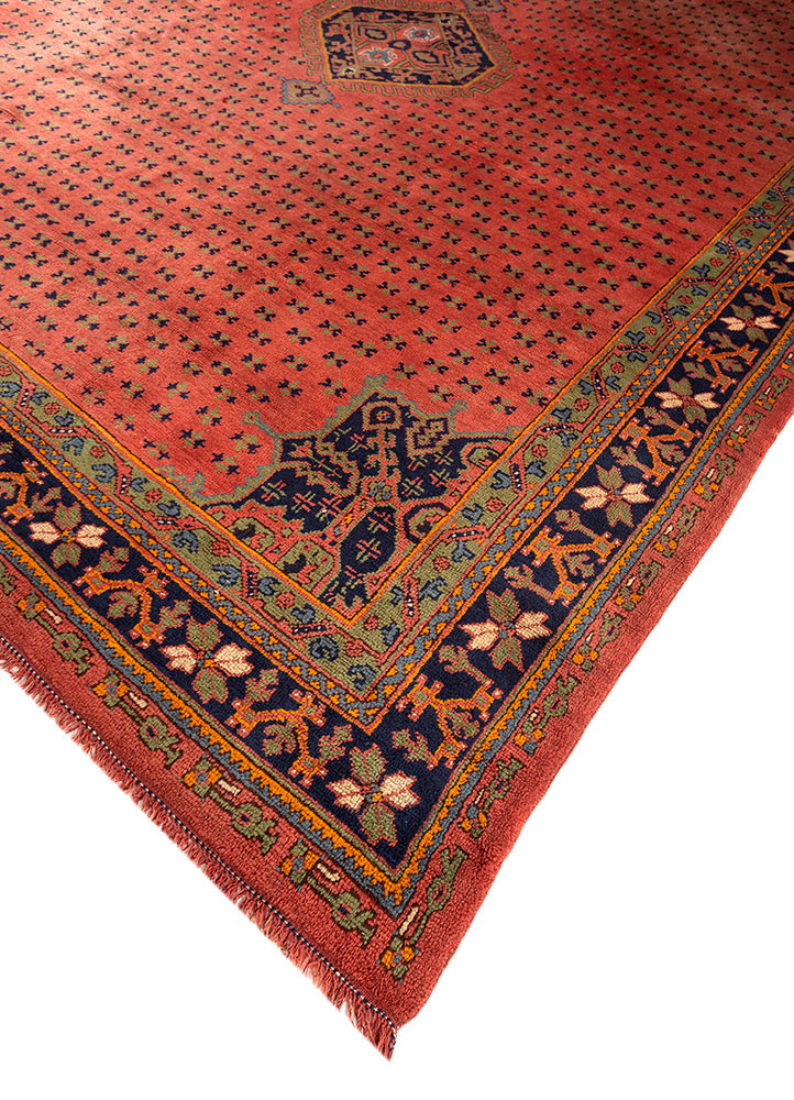 aalam red and orange wool hand knotted Rug - FoldShot aalam red and orange wool hand knotted Rug - FoldShot