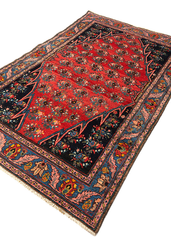 aalam red and orange wool hand knotted Rug - FoldShot aalam red and orange wool hand knotted Rug - FoldShot