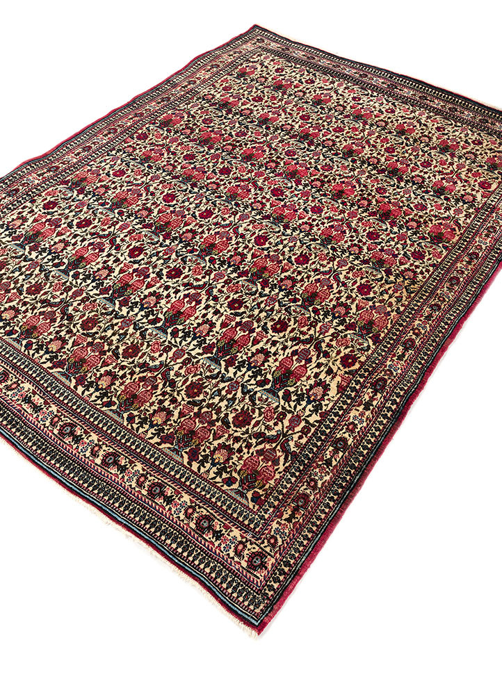 aalam ivory wool hand knotted Rug - FoldShot aalam ivory wool hand knotted Rug - FoldShot
