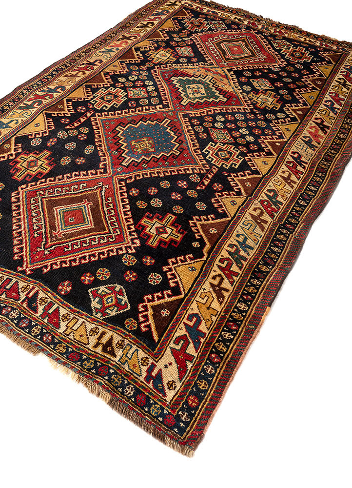 aalam blue wool hand knotted Rug - FoldShot