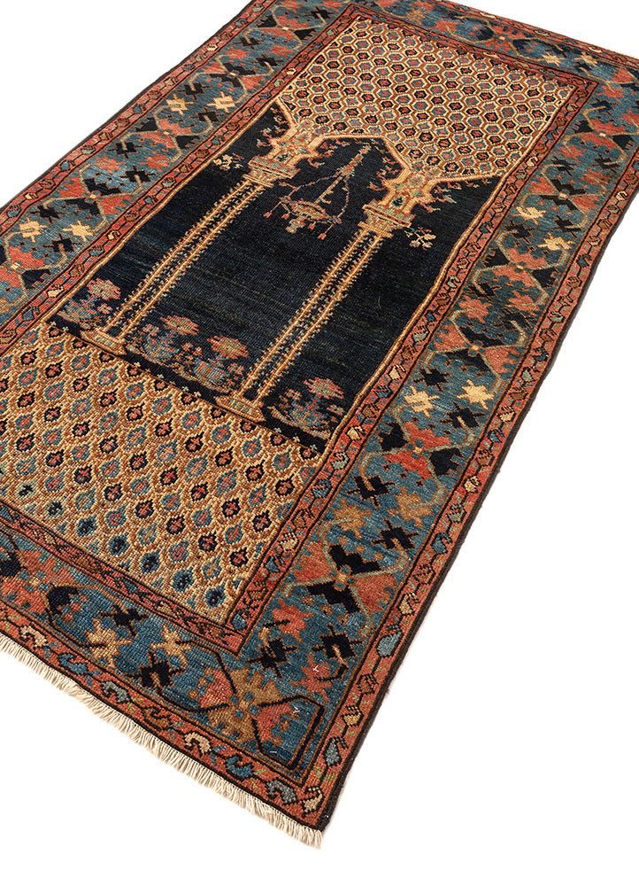 aalam blue wool hand knotted Rug - FoldShot aalam blue wool hand knotted Rug - FoldShot
