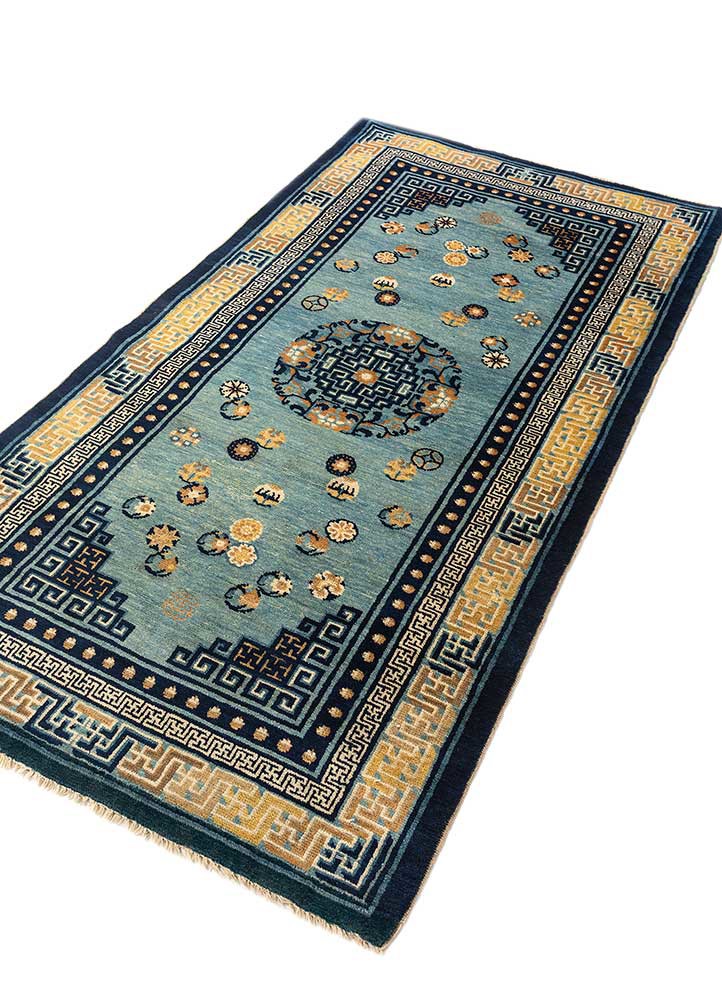 pechino blue wool hand knotted Rug - FoldShot pechino blue wool hand knotted Rug - FoldShot