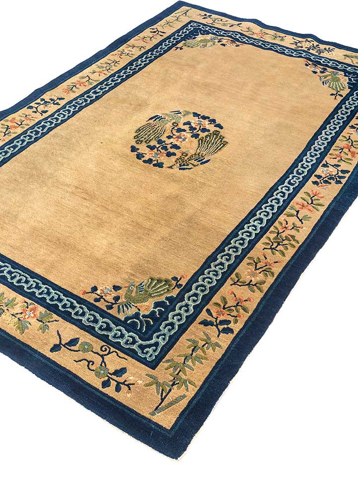 pechino green wool hand knotted Rug - FoldShot