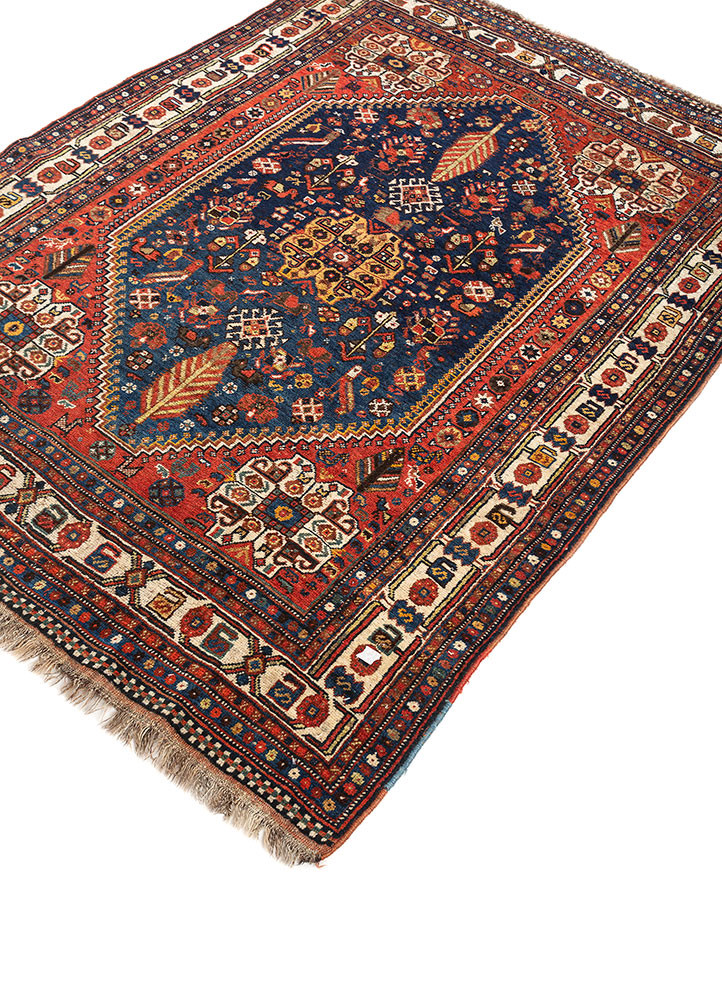 aalam blue wool hand knotted Rug - FoldShot