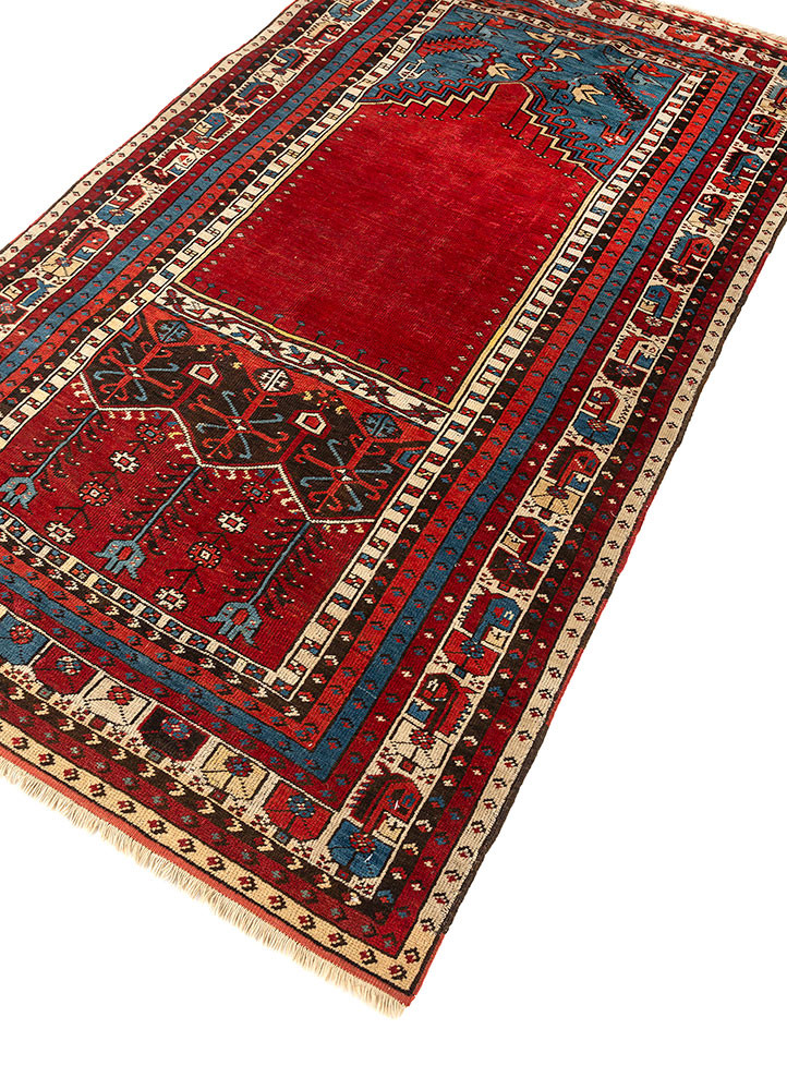 aalam red and orange wool hand knotted Rug - FoldShot