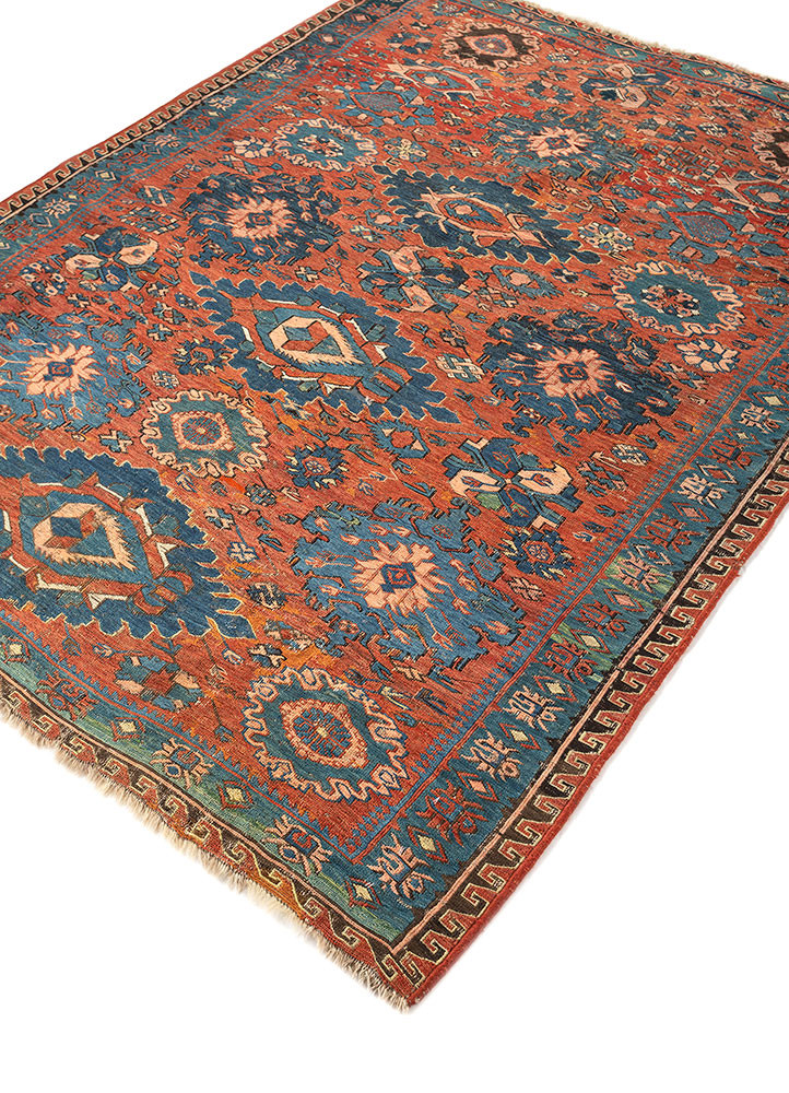 aalam red and orange wool hand knotted Rug - FoldShot aalam red and orange wool hand knotted Rug - FoldShot