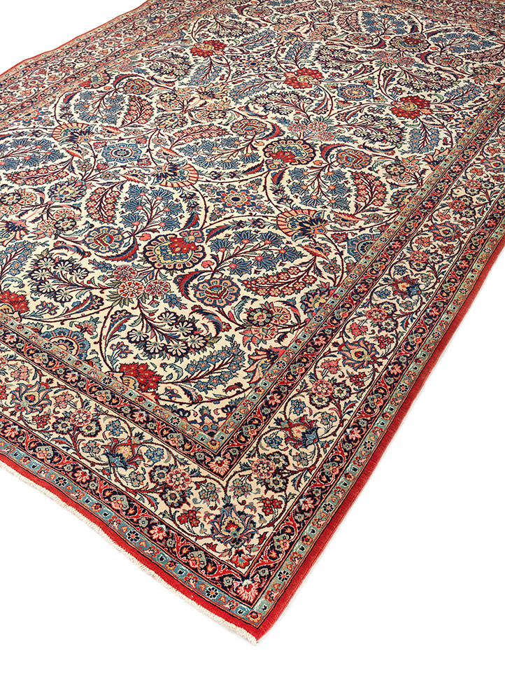 aalam ivory wool hand knotted Rug - FoldShot aalam ivory wool hand knotted Rug - FoldShot