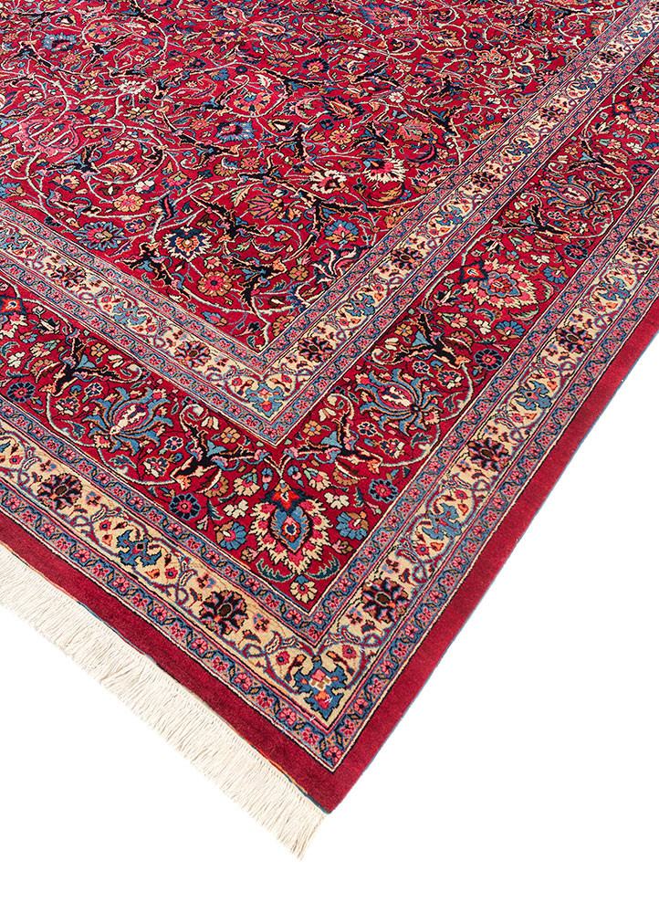aalam red and orange wool hand knotted Rug - FoldShot aalam red and orange wool hand knotted Rug - FoldShot