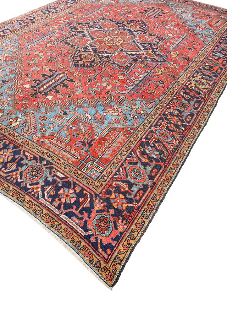 aalam red and orange wool hand knotted Rug - FoldShot