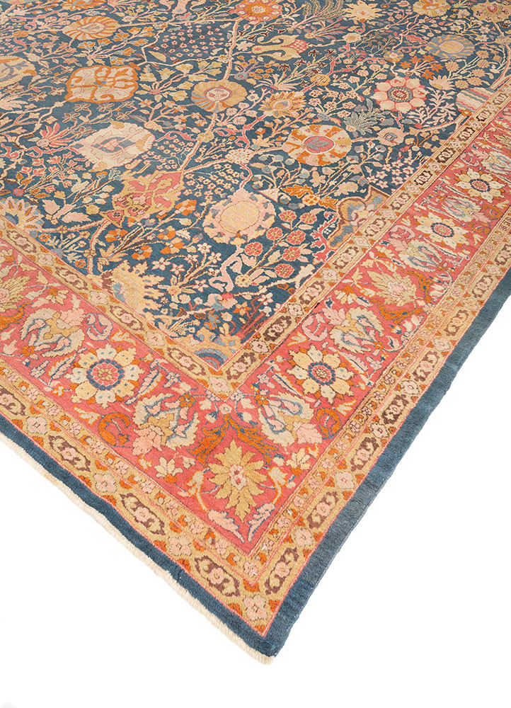aalam blue wool hand knotted Rug - FoldShot aalam blue wool hand knotted Rug - FoldShot