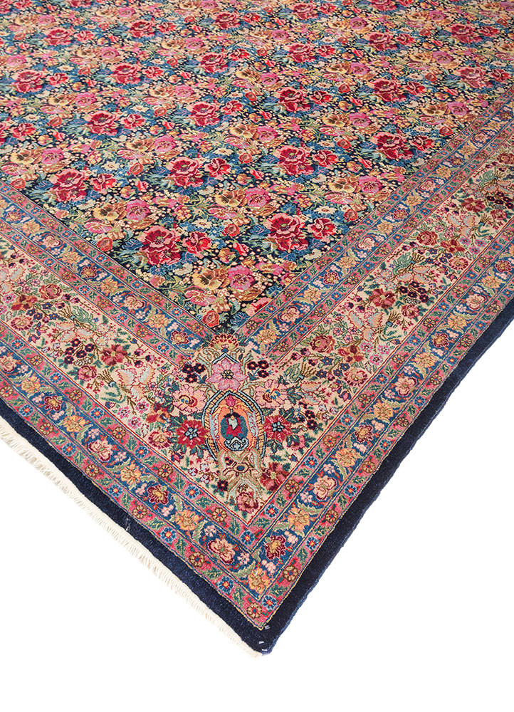 aalam blue wool hand knotted Rug - FoldShot