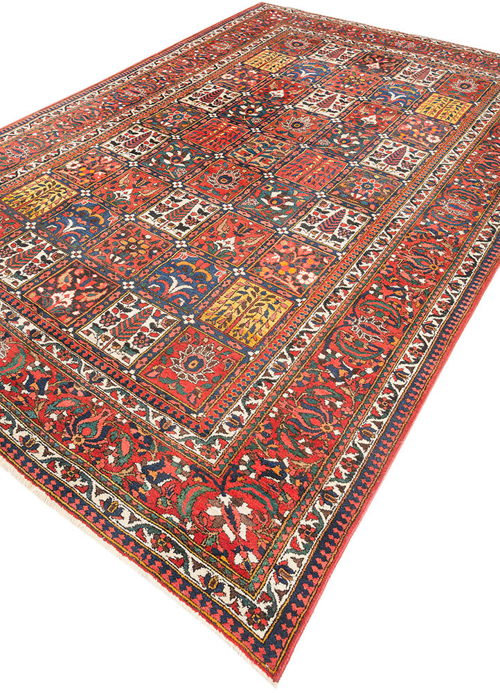 aalam red and orange wool hand knotted Rug - FoldShot