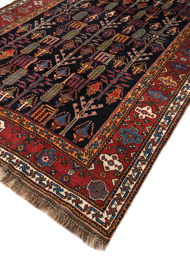 aalam blue wool hand knotted Rug - FoldShot aalam blue wool hand knotted Rug - FoldShot