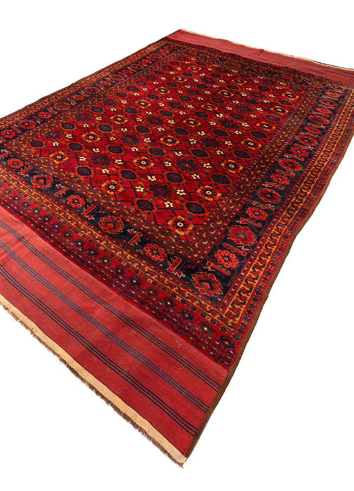 kiaan red and orange wool hand knotted Rug - FoldShot kiaan red and orange wool hand knotted Rug - FoldShot