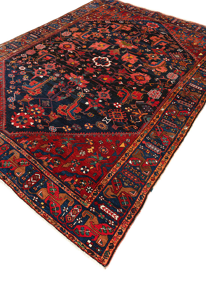 aalam blue wool hand knotted Rug - FoldShot aalam blue wool hand knotted Rug - FoldShot