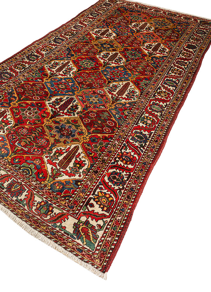 aalam red and orange wool hand knotted Rug - FoldShot aalam red and orange wool hand knotted Rug - FoldShot