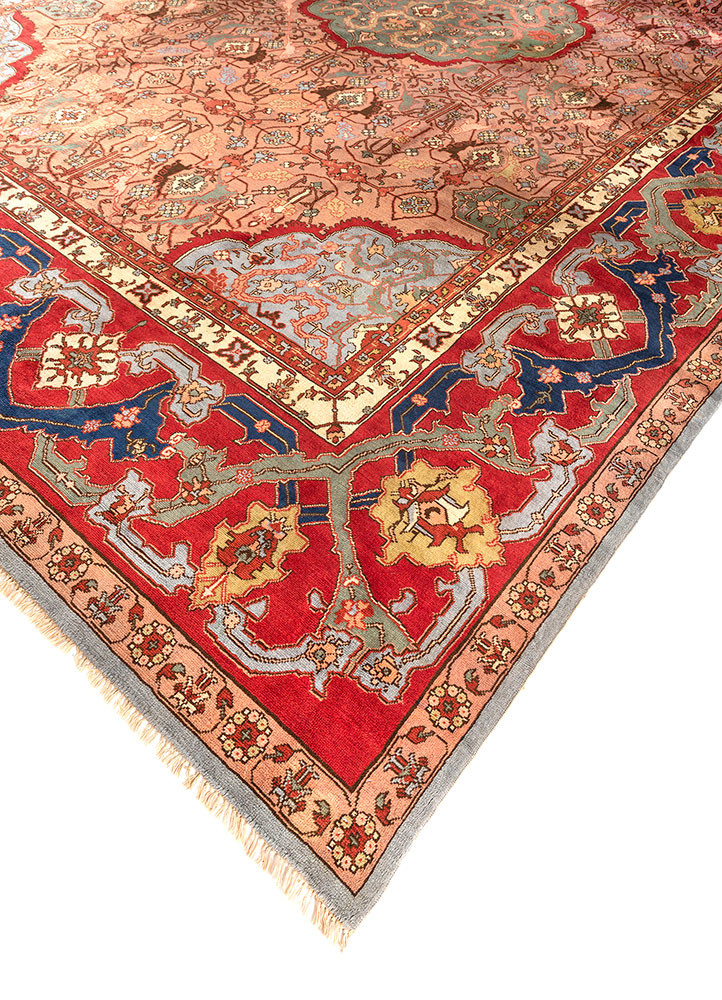 aalam red and orange wool hand knotted Rug - FoldShot aalam red and orange wool hand knotted Rug - FoldShot