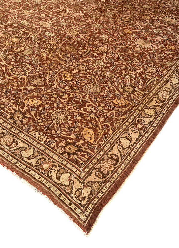 aalam red and orange wool hand knotted Rug - FoldShot